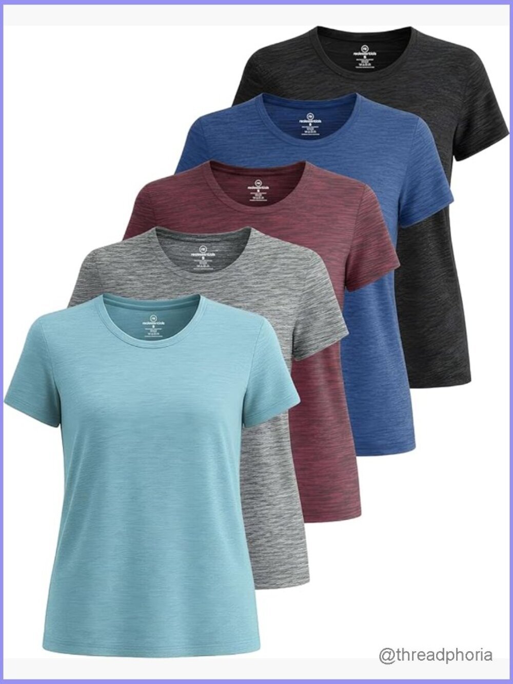 5 Pack Women's Short Sleeve Crew Neck T-Shirts Moisture Wicking Athletic